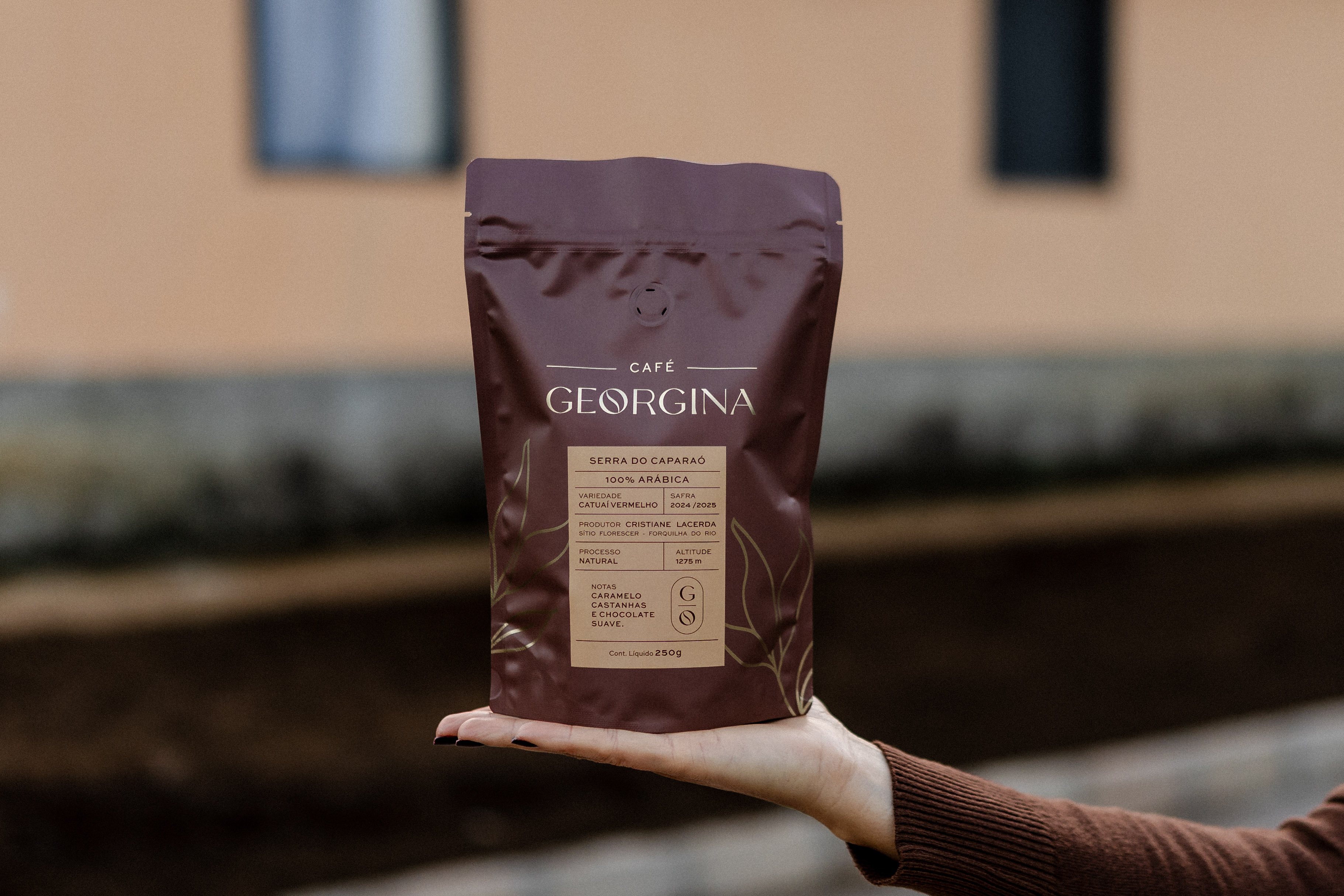 Embalagem do Café Georgina em detalhe